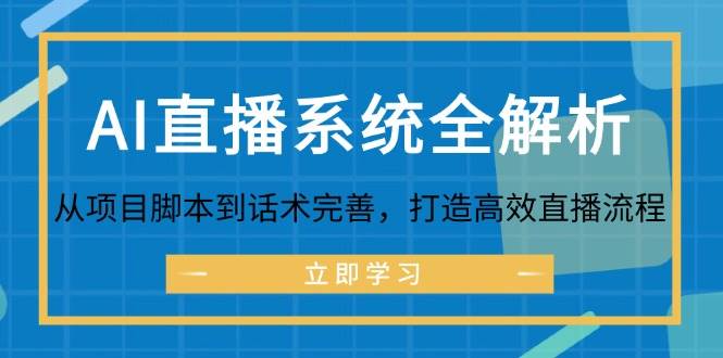 （12509期）AI直播系统全解析：从项目脚本到话术完善，打造高效直播流程